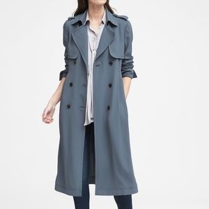 Banana Republic Drapey Trench Coat in Blue/Gray